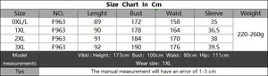 Detailed size chart for women plus size sheer lace cardigan with measurements in centimeters