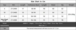 Detailed size chart for solid color bikini top and textured beach skirt set, sizes S-XL