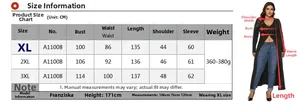 Detailed size chart for V-neck long sleeve maxi dress with model info and measurements