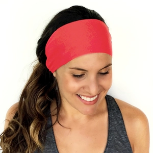 Elastic red sports headband for yoga and fitness made of breathable stretch fabric