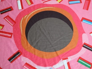 Pink doughnut printed round beach towel with colorful sprinkles and creative design