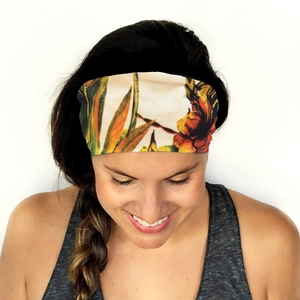 Fascia Capelli Donna Stampa Floreale Tropicale Larga Elastica Yoga Sport Doppio Strato Turbante Accessori Capelli