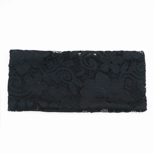 Bandeau en dentelle florale noire à double couche avec design élégant de broderie évidée