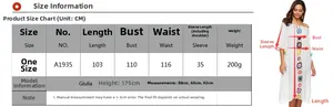 Tableau des tailles pour robe de plage au crochet avec mesures du mannequin