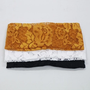 Mode Femmes Dentelle Ajourée Floral Bandeau Double Couche Foulard Sports Yoga Élastique Large Bandeau Accessoires Cheveux
