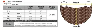 Size chart table for plus size beach cover-up dress showing measurements 1XL to 4XL