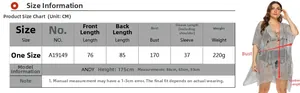 Size chart for oversized hollow knit beach cover-up with detailed measurements