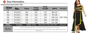Detailed size chart for lace patchwork maxi dress ranging from 0XL to 4XL in centimeters