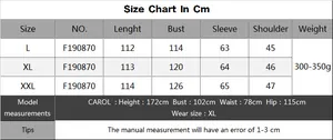 Detailed size chart for leopard print long sleeve cardigan showing L, XL, and XXL measurements
