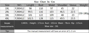 Detailed size chart for plus size mesh T-shirt with measurements from 1XL to 4XL