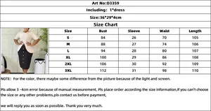 Guide des tailles pour robe bicolore élégante avec mesures détaillées du S au 3XL