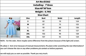 Detailed size guide table with measurements for the elegant flutter sleeve maxi dress
