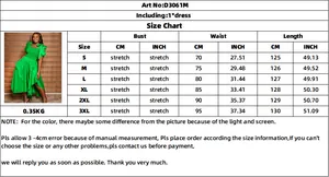 Size chart for solid color bow irregular evening dress with stretch bust in sizes S to 3XL