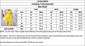 Tableau des tailles pour une robe midi à épaules dénudées, de la taille S à 3XL