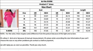 Detailed size chart for the rose red bell sleeve dress ranging from S to 3XL measurements