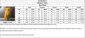 Detailed size chart for the ruffle short sleeve off-shoulder pleated maxi dress