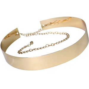 Moderna Cintura a Corsetto in Metallo a Specchio Oro per Donna Chiusura in Vita Regolabile con Catena Elegante Accessorio per Vestito