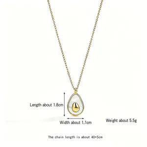 Collier en titane plaqué or 18 carats avec pendentif avocat en nacre pour femme