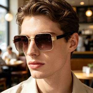 Square Frame Sunglasses Metal PC UV400 Protection Outdoor Driving Fashion Style For Men