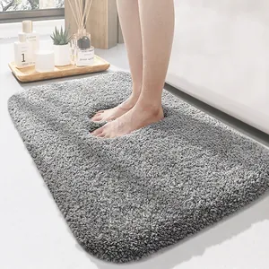 Tapis De Bain Tapis De Salle De Bain Super Absorbant Séchage Rapide Antidérapant Doux Épaissi Floqué Peluche Shaggy Lavable En Machine