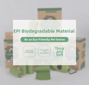 Biodegradable dog poop bags with dispenser and eco-friendly cardboard packaging kit