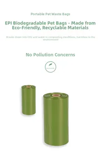 Detail view of eco-friendly EPI biodegradable and compostable dog waste bags rolls