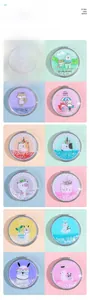 Collage of portable double-sided mirrors with cute cartoon animals and liquid quicksand