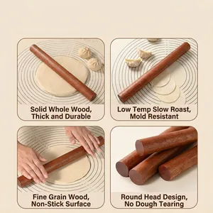 Solid ebony wood rolling pin with smooth surface for non-stick dough preparation