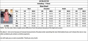 Detailed size chart for lace pleated dress including bust waist and length measurements