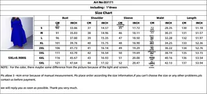 Detailed size chart for African maxi dress D3171 from S to 5XL with CM and Inch measurements