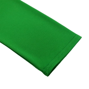 Detailed close-up of grass green dress sleeve with professional double-needle stitching