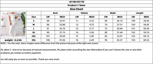 Detailed size chart for solid color mermaid dress showing bust, waist and length measures