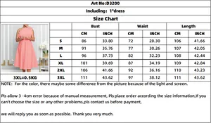 Detailed size chart for the off-shoulder ruched party dress with bust and waist measures