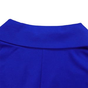 Detailed close-up of Royal Blue V-neck dress fabric showing fine horizontal weave texture