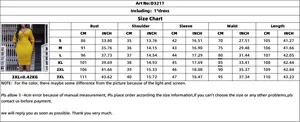 Size guide table for V-neck bodycon dress showing measurements in CM and INCH from S to 3XL