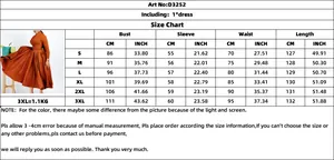 Detailed size chart for pleated plus size maxi dress including bust and waist measurements