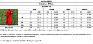 Size chart for lantern sleeve high waist dress showing measurements from S to 3XL