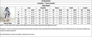 Size chart for floral dress D3264 showing measurements in cm and inches for S to 3XL