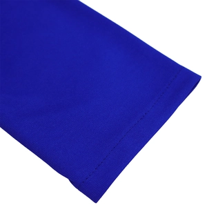 Detailed close-up showing precision stitching and fabric texture of royal blue V-neck dress