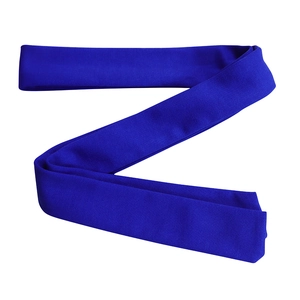 Detail of navy blue high-elastic knitted waist belt with fine texture for women's dress