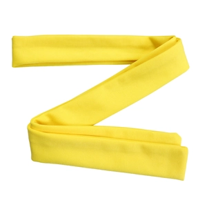 Detailed view of yellow ribbed knit texture and elastic fabric on a versatile headband