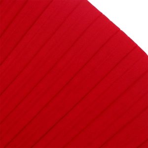 Detailed close-up of vibrant red pleated fabric with elegant vertical accordion folds