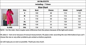 Detailed size guide for loose-fit button-down shirt dress showing measurements and specifications