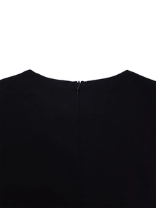 Detail of the high waist pencil dress showing the seamless invisible back zipper closure