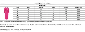 Detailed size chart for solid color pencil dress including S to 3XL measurements and belt info