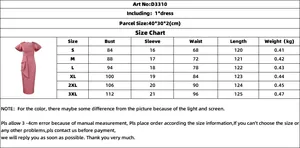 Detailed size chart for pink ruffle sleeve dress showing bust and waist measurements