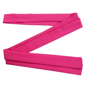 Detail of hot pink fabric belt with needlepoint texture and elastic knit material