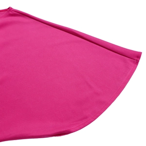 Detail of high-waist jumpsuit showing pink purple knit fabric texture and edge stitching