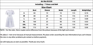 Tableau des tailles détaillé pour robe taille haute de femme, tailles du S au 3XL