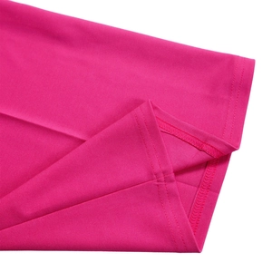 Detailed view of the rose pink fabric featuring neat double-needle stitching and knit texture